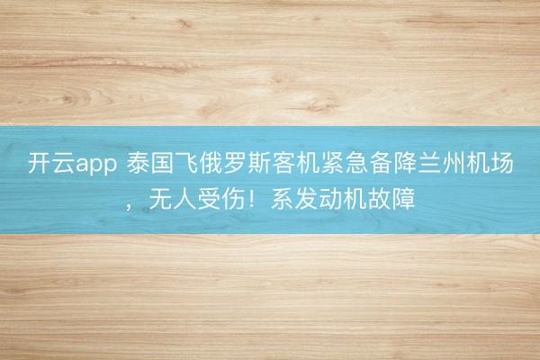 開云app 泰國飛俄羅斯客機緊急備降蘭州機場，無人受傷！系發動機故障