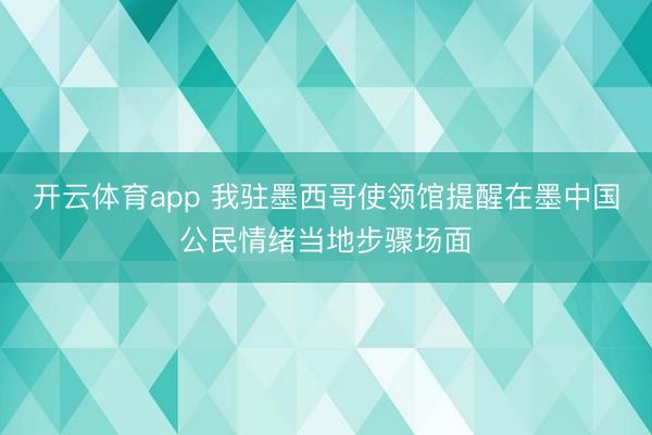開云體育app 我駐墨西哥使領館提醒在墨中國公民情緒當地步驟場面